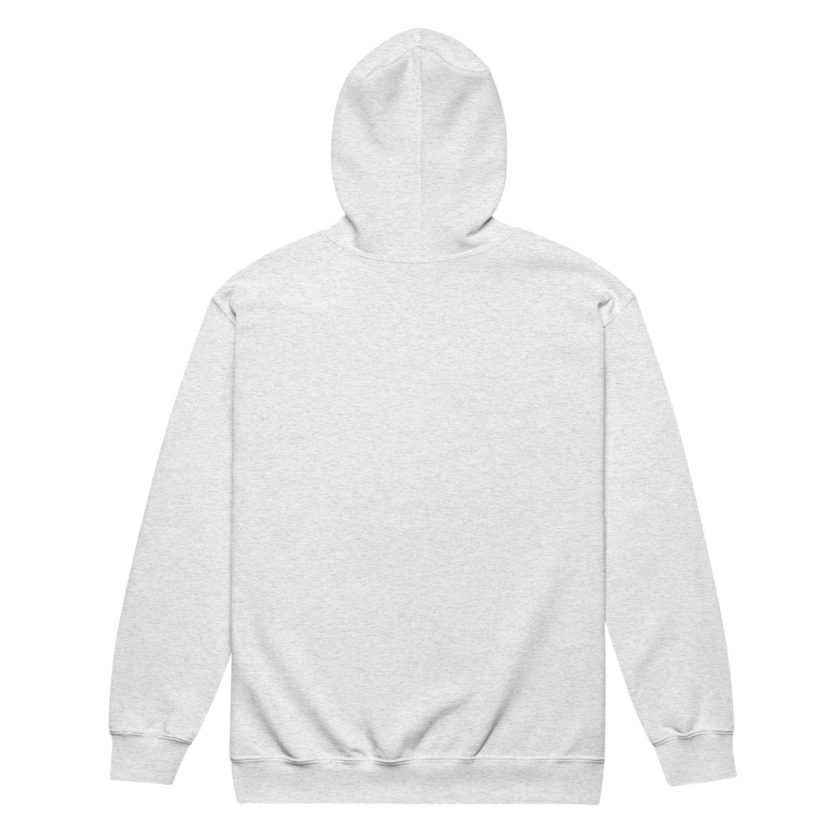 back view of grey zip-up hoodie with 'Wife Mom Boss Club' embroidered text in lavender on a white background