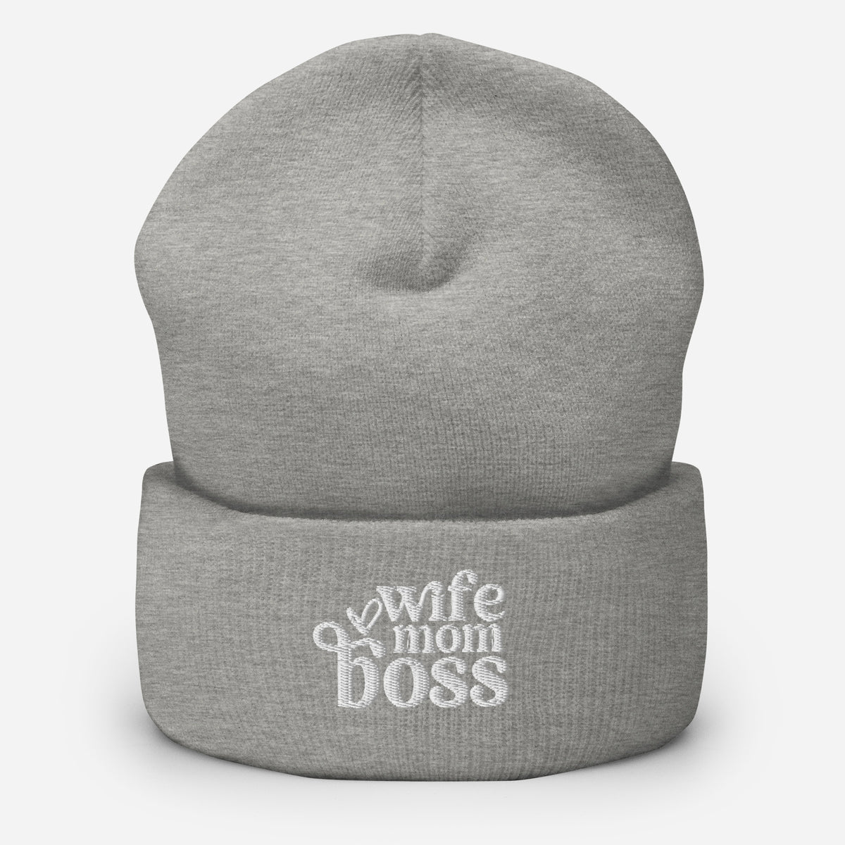 Wife Mom Boss Beanie – Inspirational Christian Mom Hat – Cozy Embroidered Knit Gift for Mom