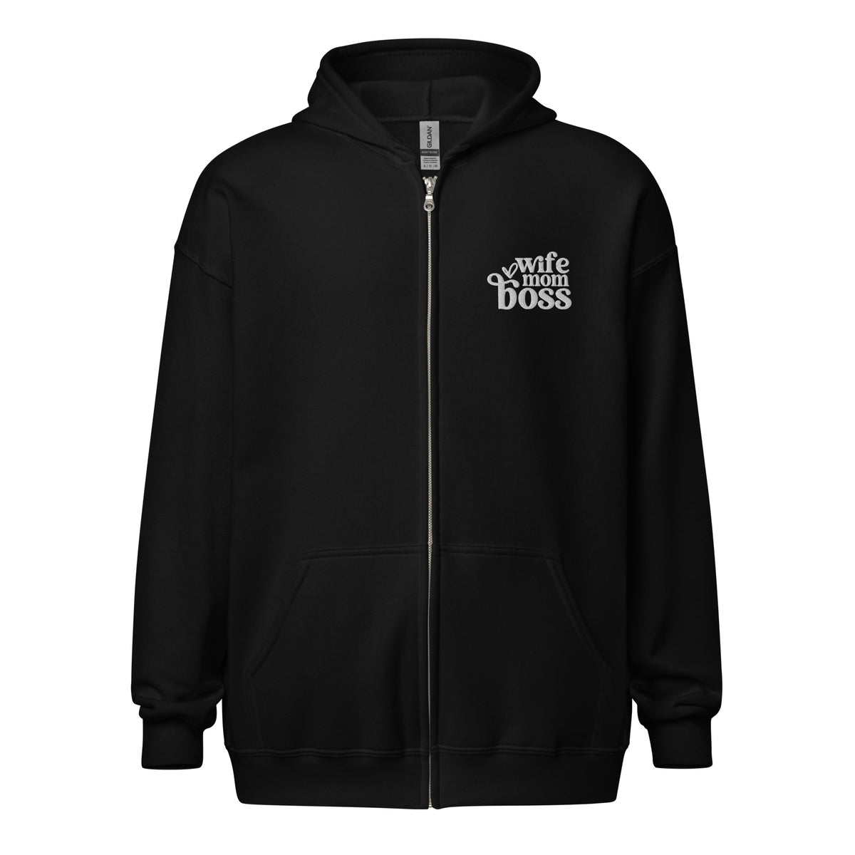 cozy embroidered wife mom boss sweatshirt zip up hoodi