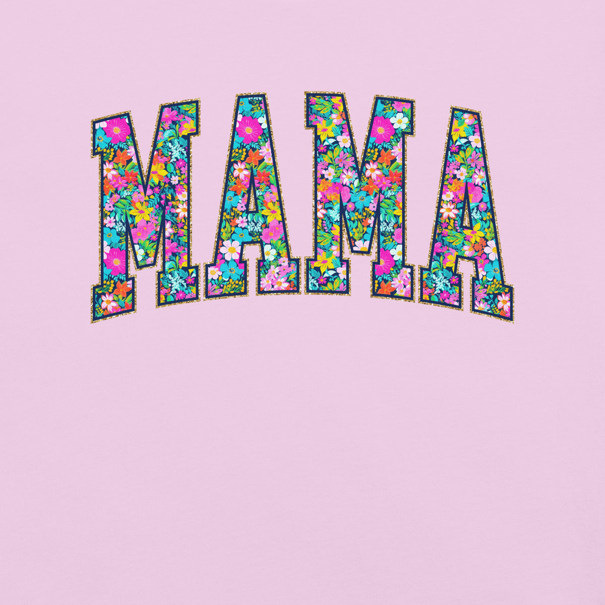 Teal t-shirt with bold floral MAMA lettering across the front, part of the matching Mommy and Me collection.
