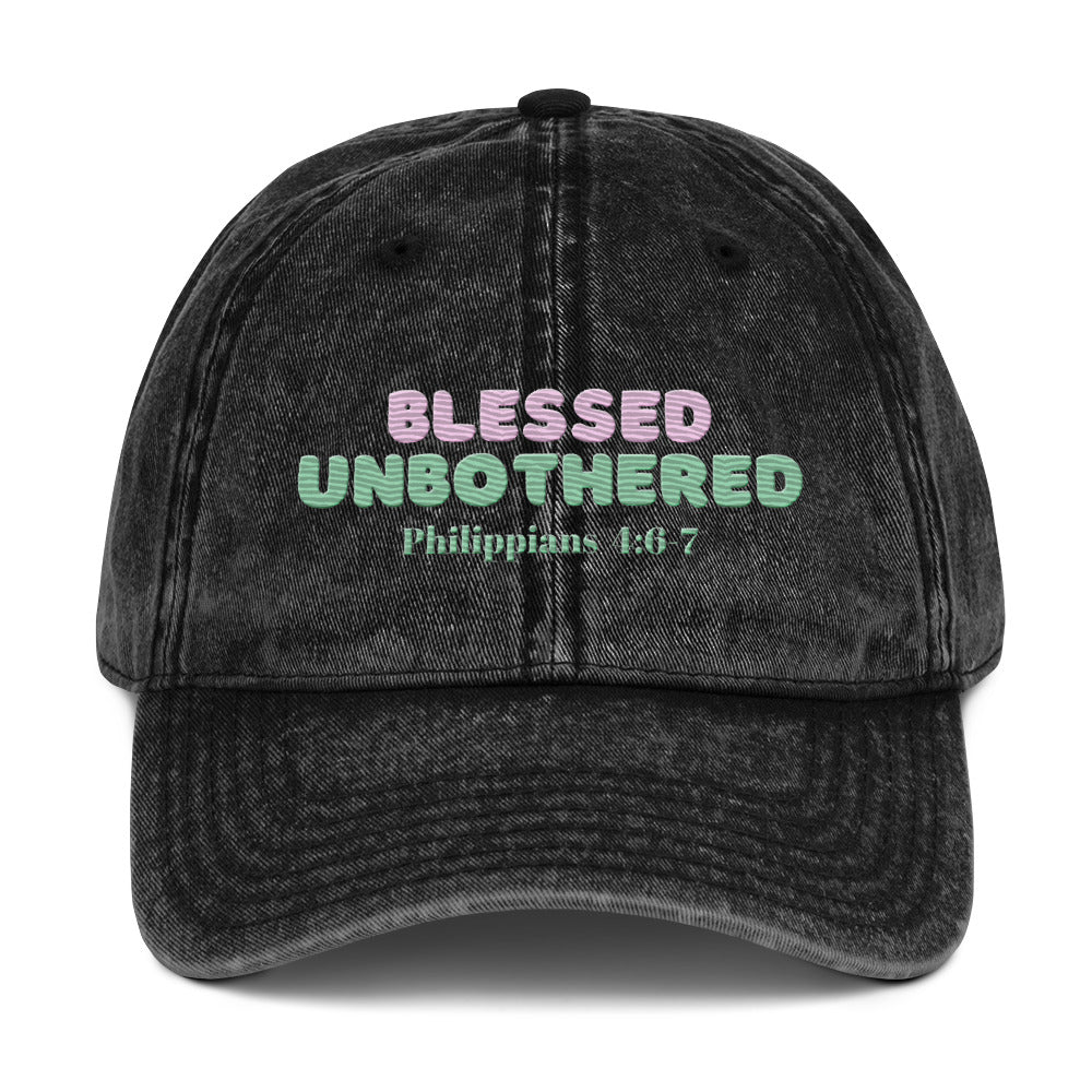 Blessed & Unbothered Vintage Dat Hat (Philippians 4:6-7)