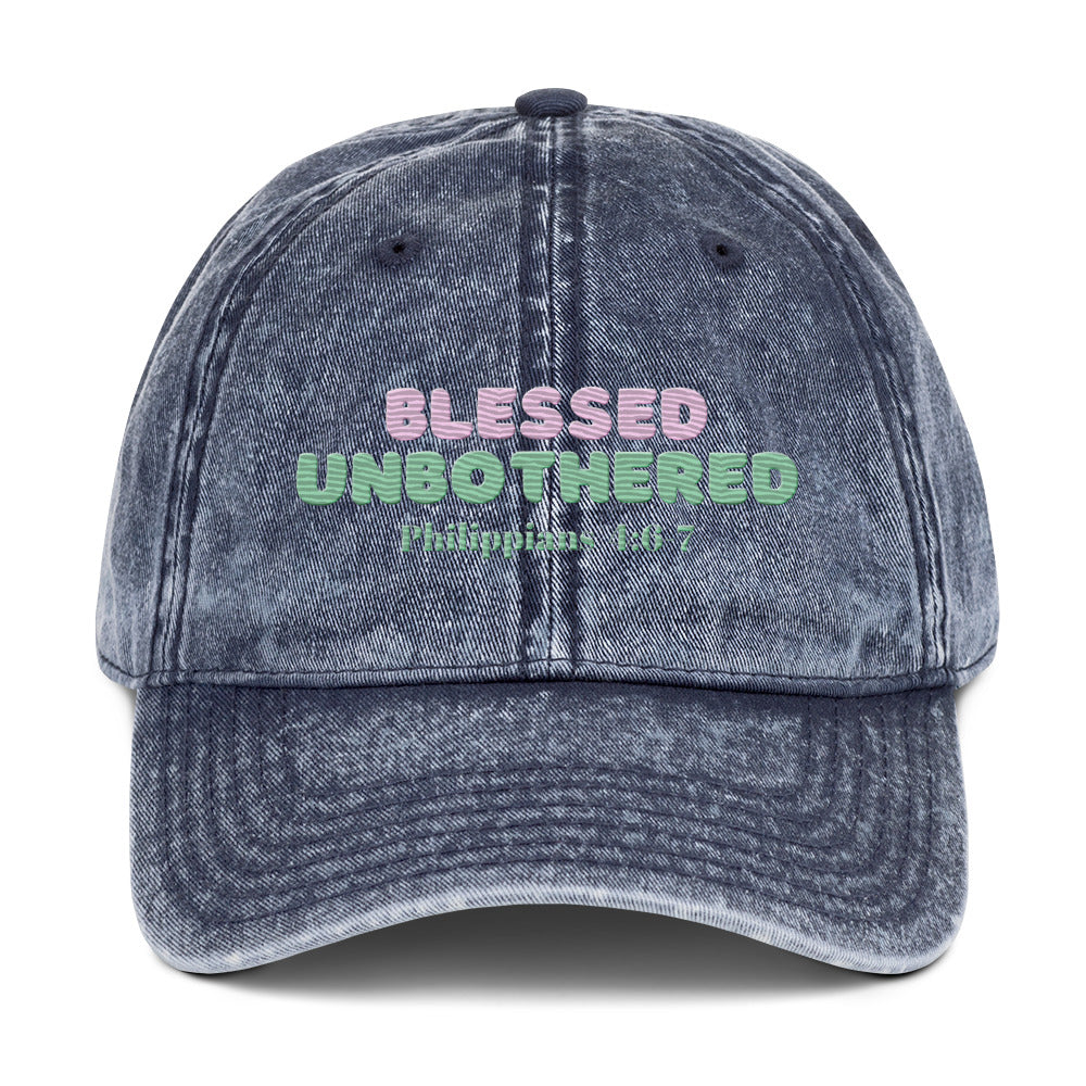 Blessed & Unbothered Vintage Dat Hat (Philippians 4:6-7)