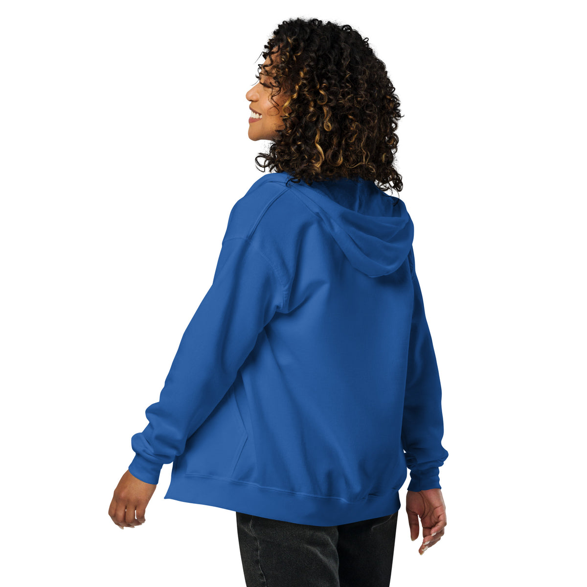 model wearing  mom life hoodie gift embroidered zip up sweatshirt back 